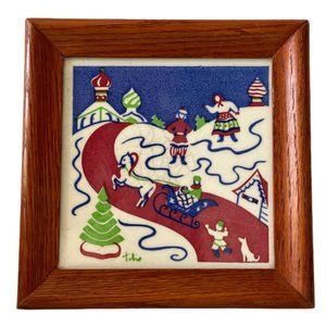 RARE - Mosaic Tile Co. - Made in USA vintage Russian Village Winter art …